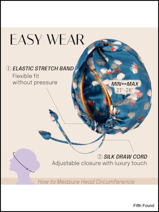 100% Mulberry 22 Momme Silk Bonnet Adjustable Hair Bonnet for Sleeping Hair Care